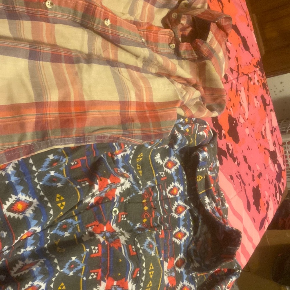 2 plaid button down long sleeve